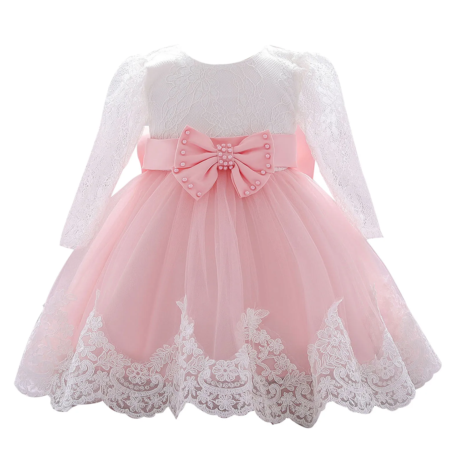 

5 Colors Fashion Summer Princess Girls Lace Flower Mesh Sleeve Dress For Baby Girl Wedding Birthday Party Dress Newborn Clothes