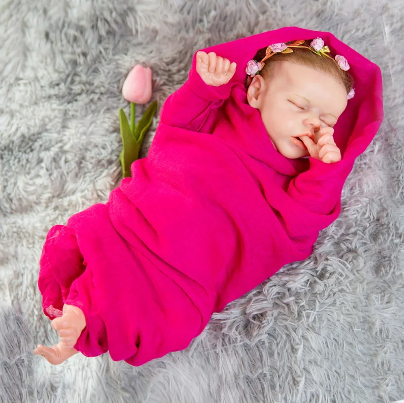 

17inch About 43cm Close Eyes Sleepping Sweet Baby Reborn Doll Full Silicone Todderl Girl Lifelike Real Touch Baby With Heartbeat