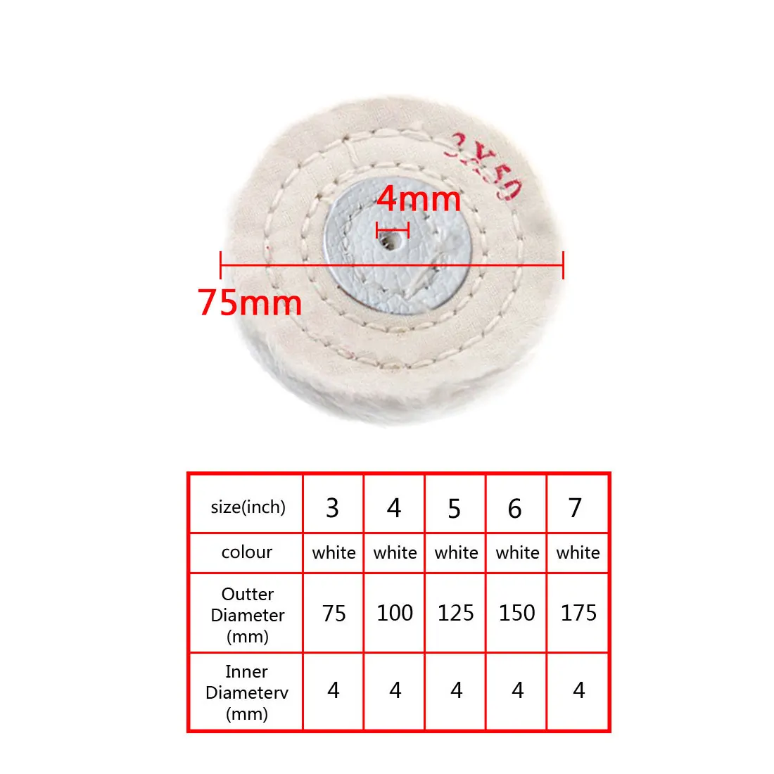 

1Pcs Polishing Wheel Grinding Wheel Polishing Wheel Cotton Flannel Polishing Wheel Gold Silver Jewelry Mirror 3/4/5/6/7