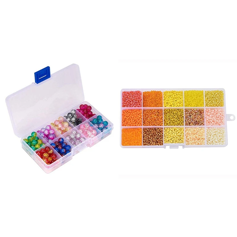 

Прозрачные потрескавшиеся стеклянные бусины для изготовления ювелирных изделий из оранжевого стекла, зернистое стекло для рукоделия