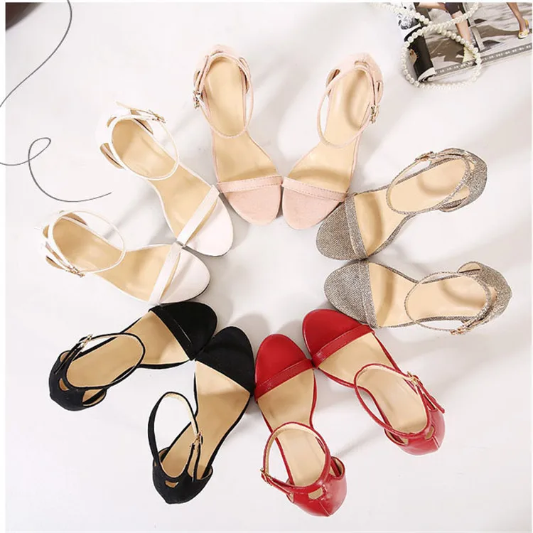

Women's shoes classic one-character sandals ankle strap high-heeled sandals thin-heeled shoes wedding shoes women's shoes size