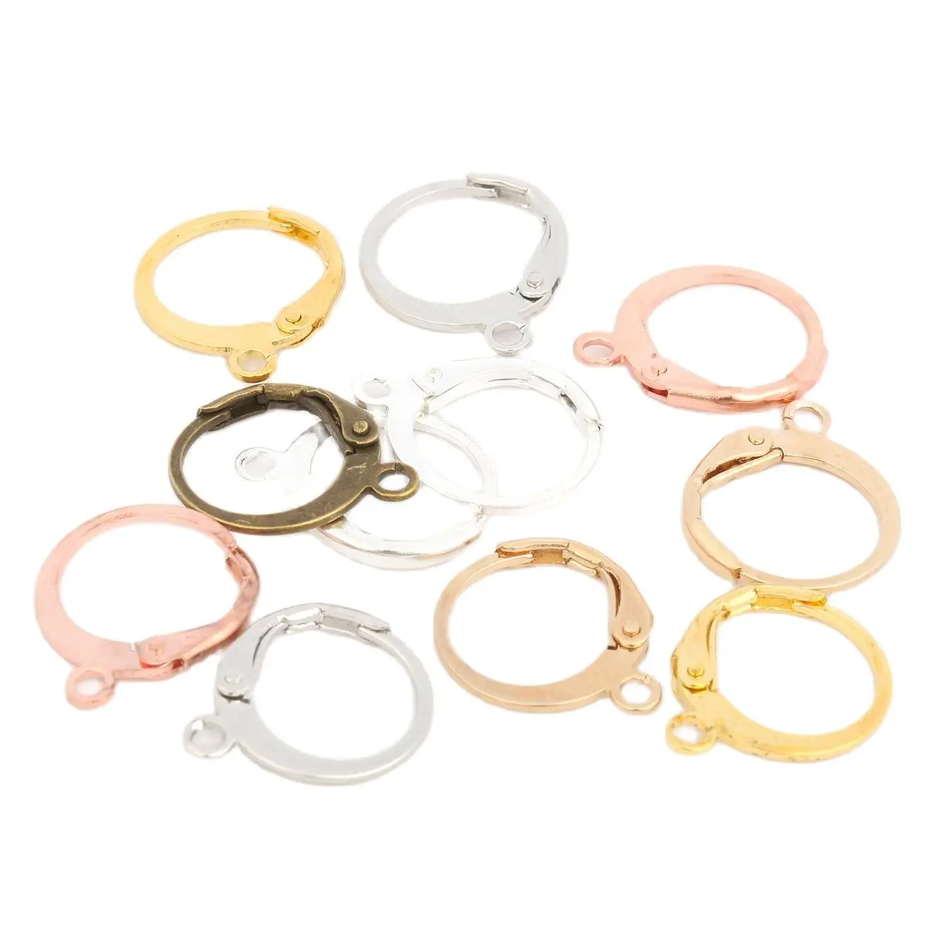

20pcs 15*12mm Gold Silver Color France Lever Earring Hook Wire Settings Base Earrings for DIY Jewelry Making Finding Accessories