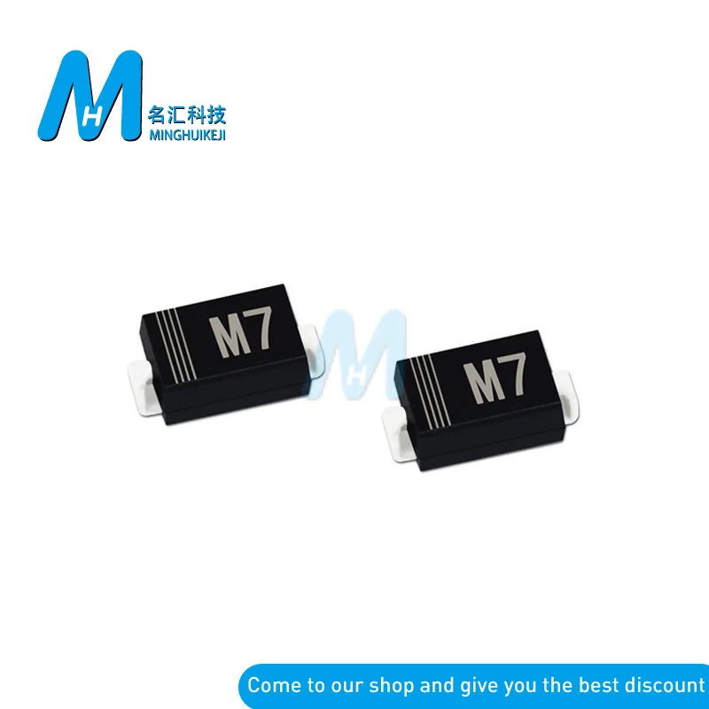 100 шт. M7 1N4007 диод SMD 1A 1000 В IN4007 выпрямительный MDS | Электронные компоненты и