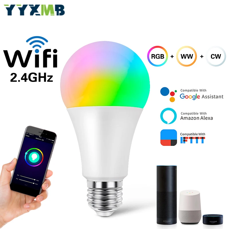 Светодиодная лампа YYXMB Smart Tuya WiFi E27 9 Вт лампочка с регулируемой яркостью