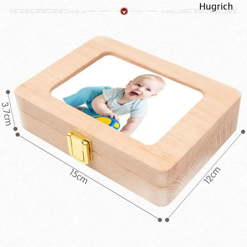 

Baby Wooden Photo Frame Tooth Box Organizer Fetal Hair Kid Teeth Box Storage Infant Umbilical Keep Collect Child Souvenir Gift