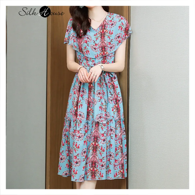 

Шелковое французское платье Hangzhou, Новинка весна-осень 2021, модное темпераментное женское платье из шелка тутового шелкопряда