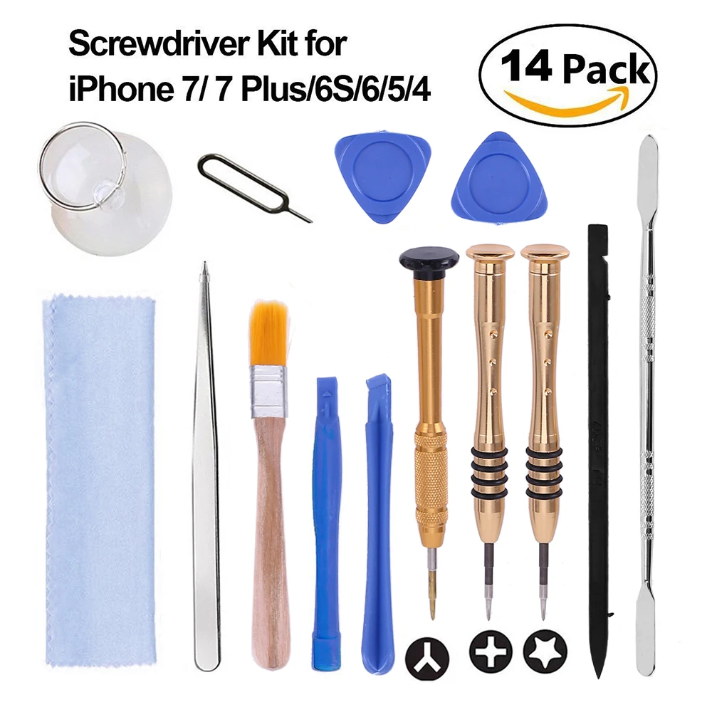 

14PCS Mobile Phone Repair Tools Kit Opening Tool Screwdriver Set for iPhone X 8 7 6S 6 Plus Hand Tools Set