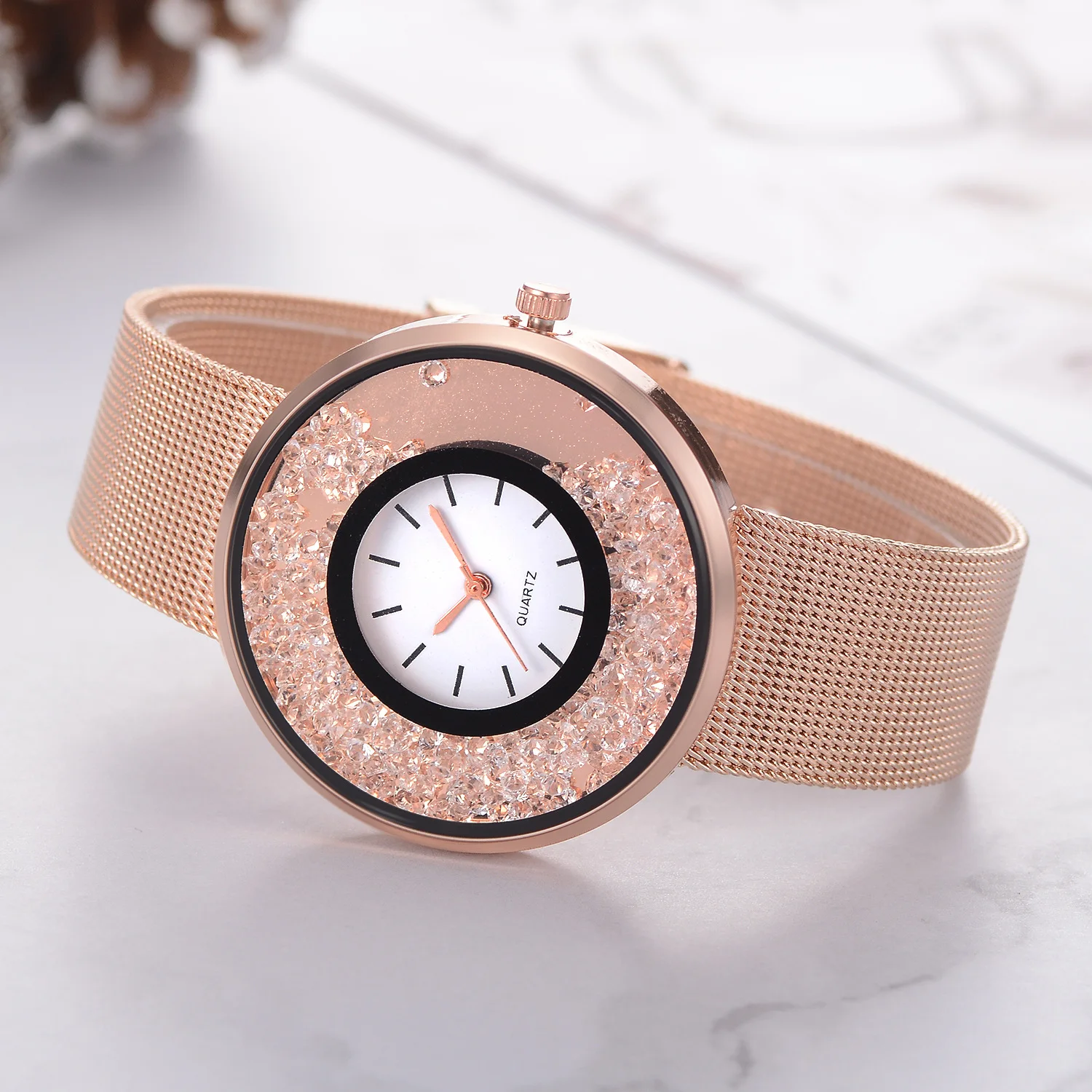 Женские часы 2019 Роскошные брендовые кварцевые Quicksand с кристаллами новые