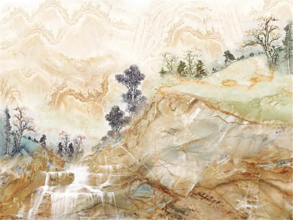 

Milofi Customized 3D Large Fresco Marble Mountain Clear Spring Background Wall