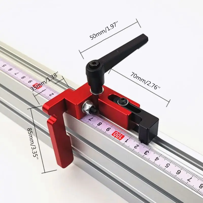

2021 New 75mm Height T-tracks Stop Miter Gauge Table Saw T-Slot Stopper Woodworking Tool