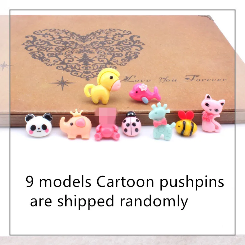 

9 Pcs Small Creative Animal Pushpins Cute Thumbtack Plastic Cork Photo Wall Push Pin Message Board Drawing Tack Pin Binding
