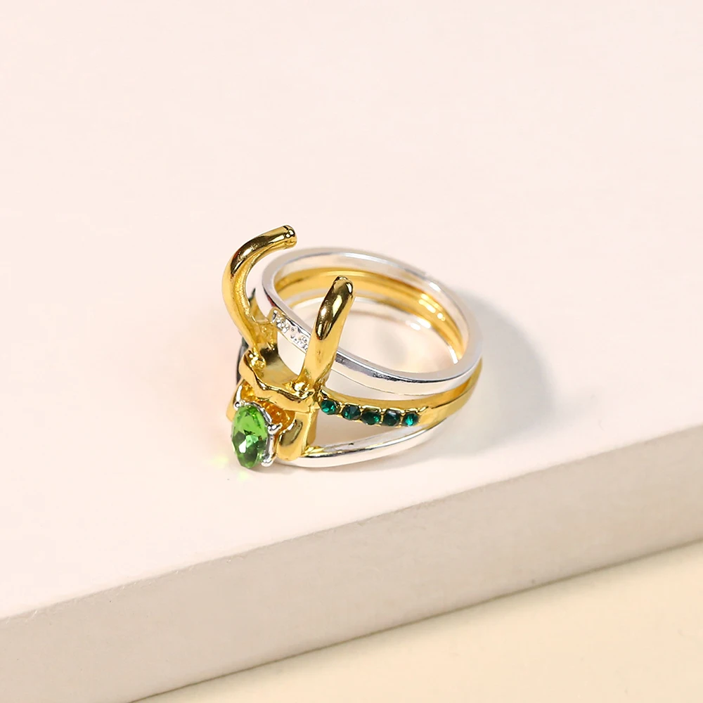 Набор из 3 колец в стиле унисекс с принтом супергероя Тора Локи |