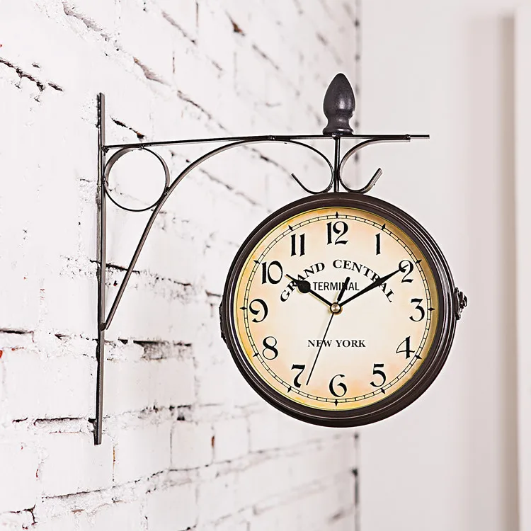 

Creative atmospheric metal European-style retro mute wall clock living room bedroom home decoration double-sided iron wall clock