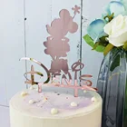 Персонализированный акриловый Топпер для торта в виде мыши на день рождения, акриловое Золотое зеркало с именем на заказ, украшение для торта на день рождения
