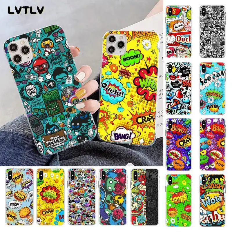 

Anime Graffiti Sticker Bomb Custom Photo Soft Phone Case for iPhone 13 11 pro XS MAX 8 7 6 6S Plus X 5S SE 2020 XR fundas