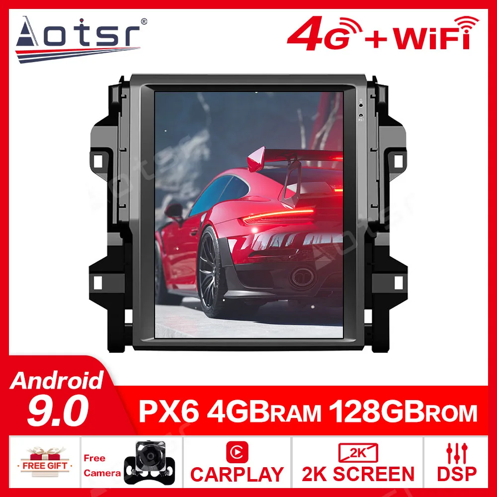 

PX6 DSP Carplay Tesla screen 4G+128GB Android 9.0 Car Multimedia Player For TOYOTA FORTUNER 2016 GPS Radio Auto stereo head unit