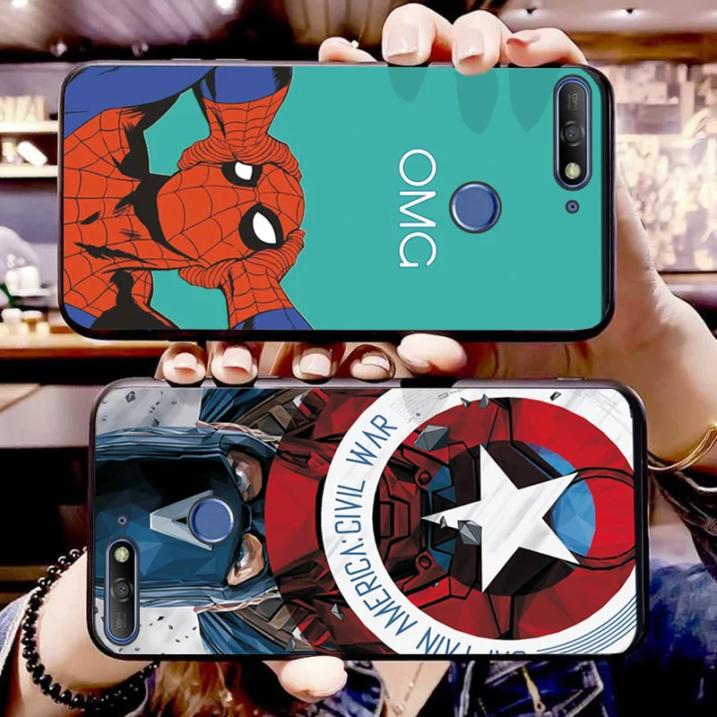 Чехол для телефона Marvel Captain Huawei Y5 Y7 Y6 Prime 2018 Lite Y9 2019 из черного ТПУ с Железным