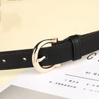 Ремень с пряжкой Женский, Узкий Кожаный брендовый дизайнерский пояс с золотой пряжкой, чёрный белый, для джинсов