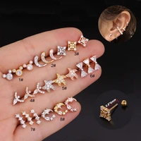2020 top 1pc stainless steel ear cartilage helix crew back earring piercing stud 20g cz tragus couch piercing jewelry
