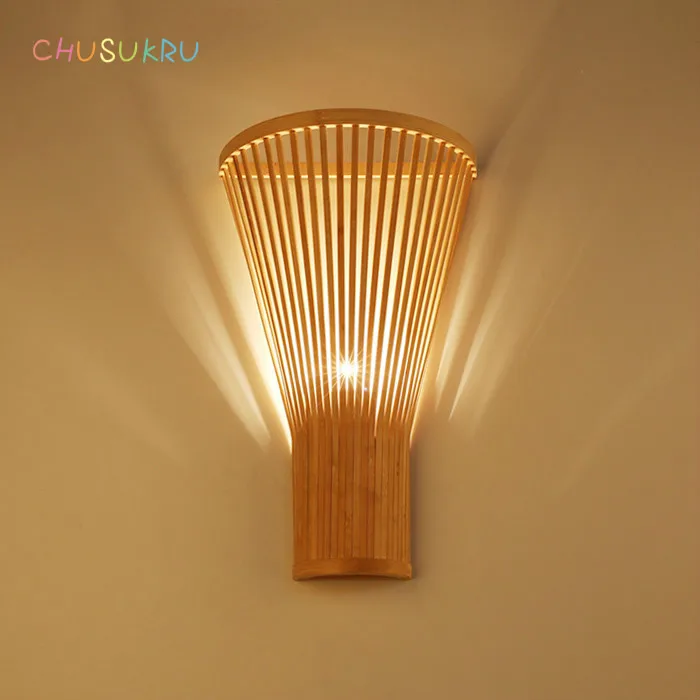 New Chinese Living Room Lamp Modern Simple Bamboo Wall Lamp Creative Hand-woven Bamboo Wall Lamp
