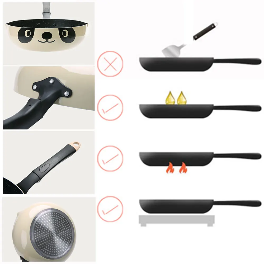 

20/24/26CM Panda Pot Japanese Style Induction Cooker Universal Frying Pan Non-stick Aluminum Pot Frying Pan Stone Pot Apr9