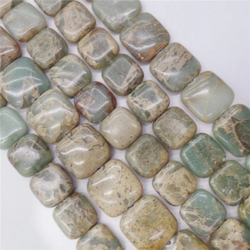 

1 Strand 14x5mm Natural Brown And Blue Snake Skin Jasper Square Loose Beads DIY Jewelry Making 15.5Inch M425