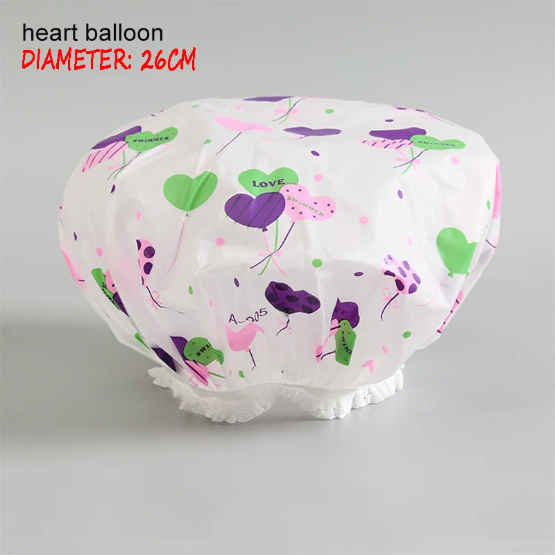 heart balloon Душ Кепки уплотненные теплые леггинсы с эластичной резинкой; ванна шляпа, шапочка для купания для Для женщин парикмахерский салон в горошек водонепроницаемые изделия для ванной комнаты Аксессуары для ванной комнаты - Цвет: heart balloon