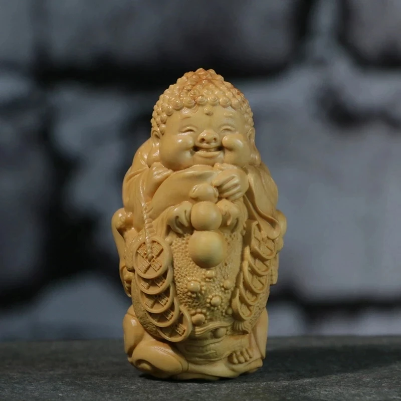 

Статуя Будды золотого цвета с деревянной лягушкой, 8 см