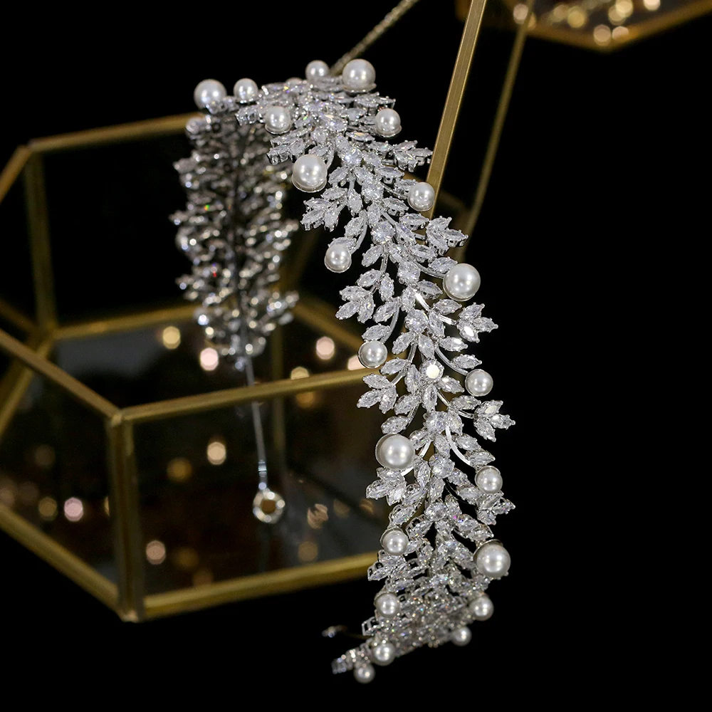 Винтажная Тиара для волос элегантная жемчужная лента свадебные аксессуары