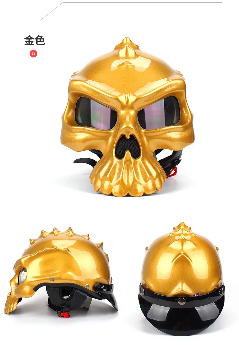

NEW Open Face Helmet Skull Motorcycle Helmet Retro Motorbike Half Face racing Helmet Moto Helmets
