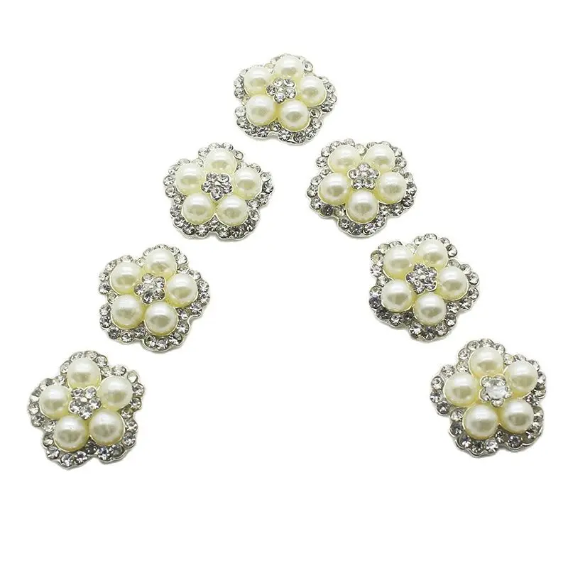 10 шт./lot18MM круглая жемчужная Кнопка Металлический декоративный цветок аксессуары DIY Свадебные украшения точечная пряжка