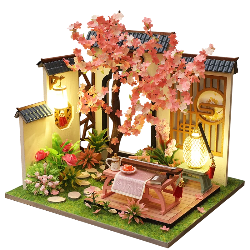 

DIY Doll House Wooden Doll Houses Miniature Dollhouse Furniture Kit For Children New Year Christmas Gift