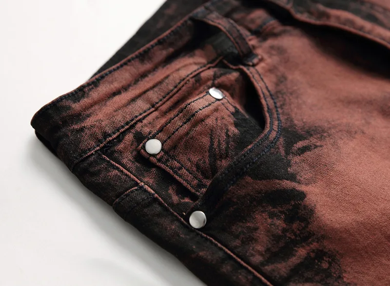 

Jeans Men Pop Skinny Printed Pencil Pants Jeans Men Large Size High Quality High Stretch Cotton Denim Pants