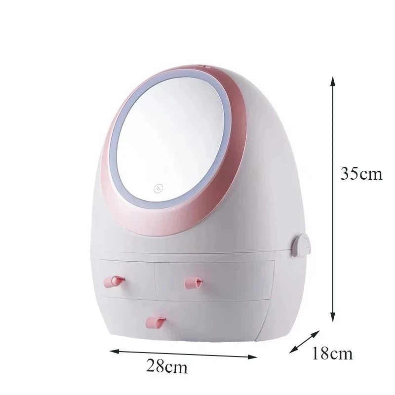 

Woman Cosmetic Storage Box LED lighting Makeup Box Household Drawer Type Skin Care Product Storage Rack Desktop Organizer Box
