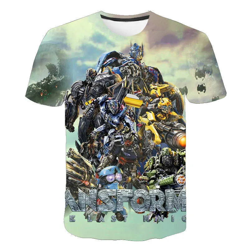 

New fashion products in the summer of 2021! Boys and girls transformers 3D printed short sleeve T-shirt personalized clothing