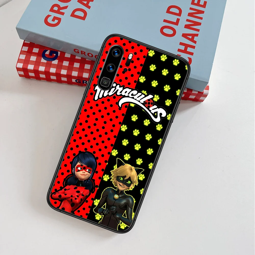 

Seven Star Cartoon Ladybug Phone Case For Huawei P Mate Smart 10 20 30 40 Lite Z 2019 Pro black Coque Painting Bumper Pretty