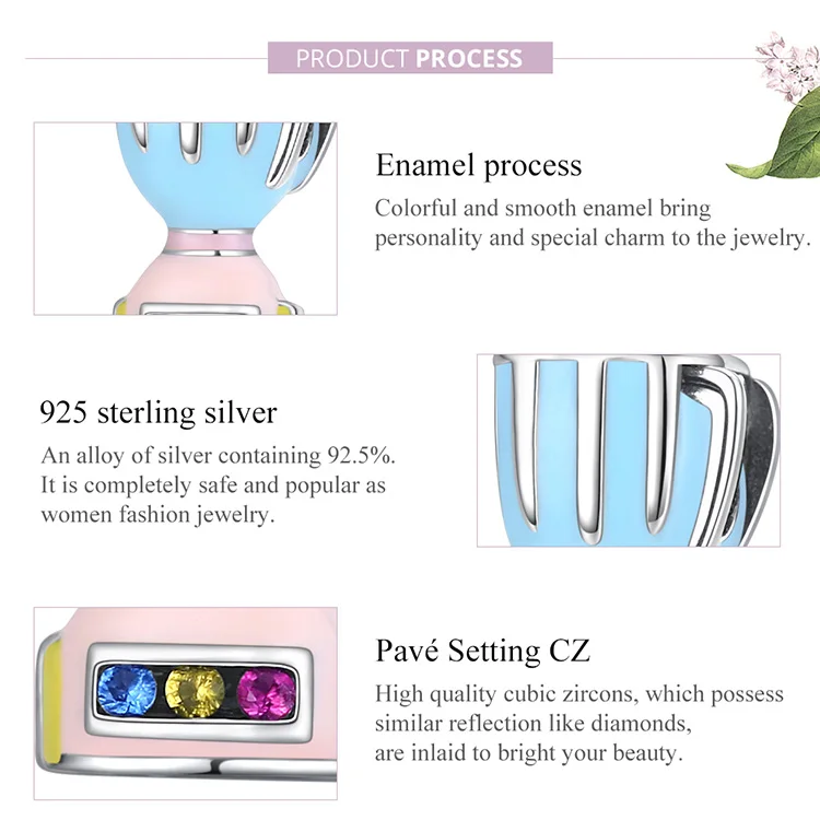 

2021 NEW Colorful Juicer Charm fit Original Snake Bracelet hot sale 925 Sterling Silver Women Jewelry DIY CZ Beads Making