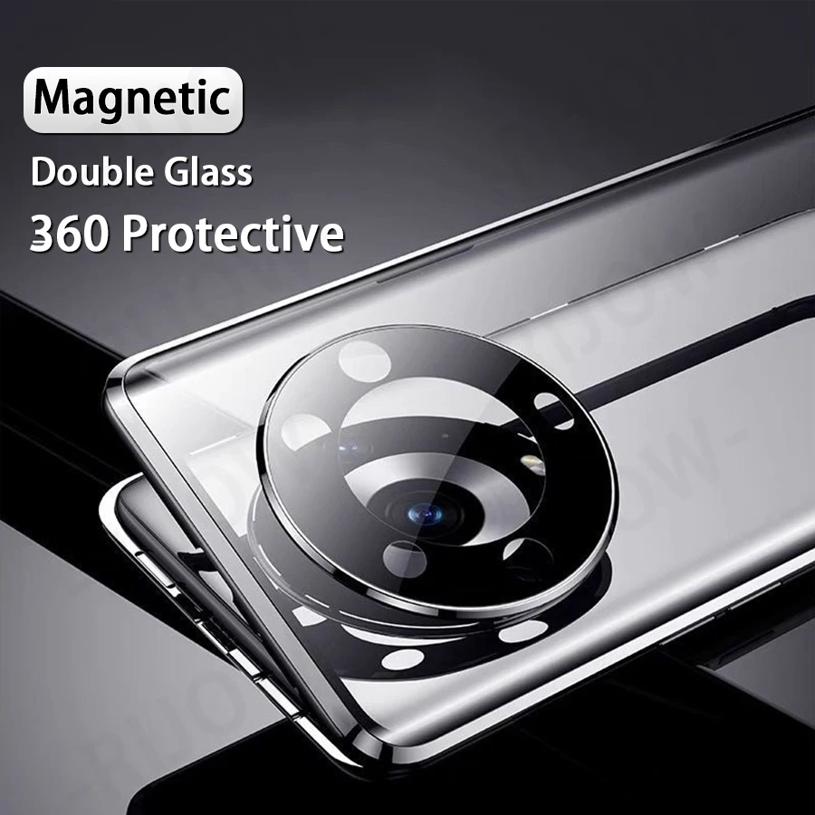 

360 Металлические Магнитные адсорбционные Чехлы для HuaWei Honor Magic3 Pro двойная стеклянная защита для камеры роскошный чехол Mate 40 Magic 3 Чехол