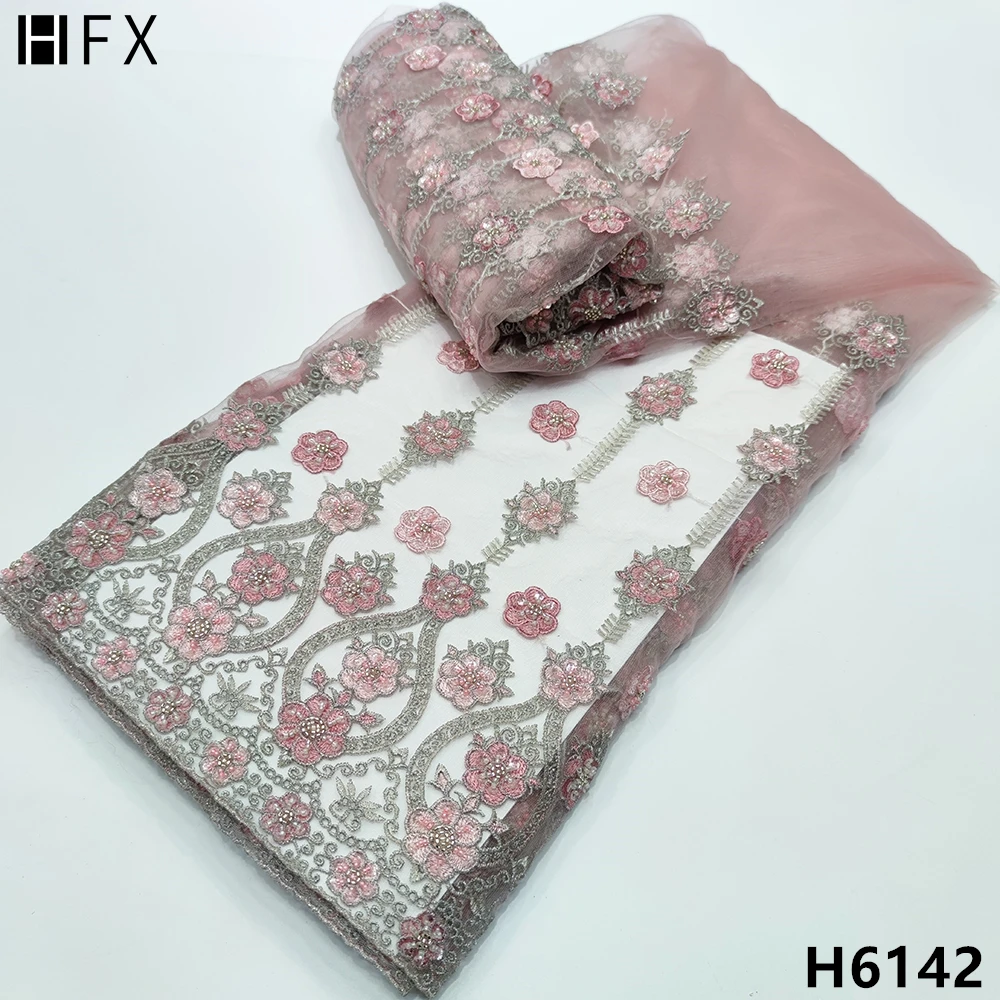 

Розовая кружевная ткань для невесты, роскошная Высококачественная вышитая французская тюль, тяжелая кружевная ткань с бисером, 5 ярдов для ...