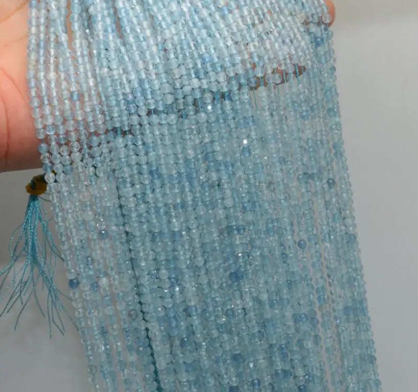 Aquamarine Натуральный Полудрагоценный круглый ограненный камень Бусины 3 мм-тансанит/Лапис/Малахит/хризопраз/диопсид/Аквамарин - Цвет: Aquamarine