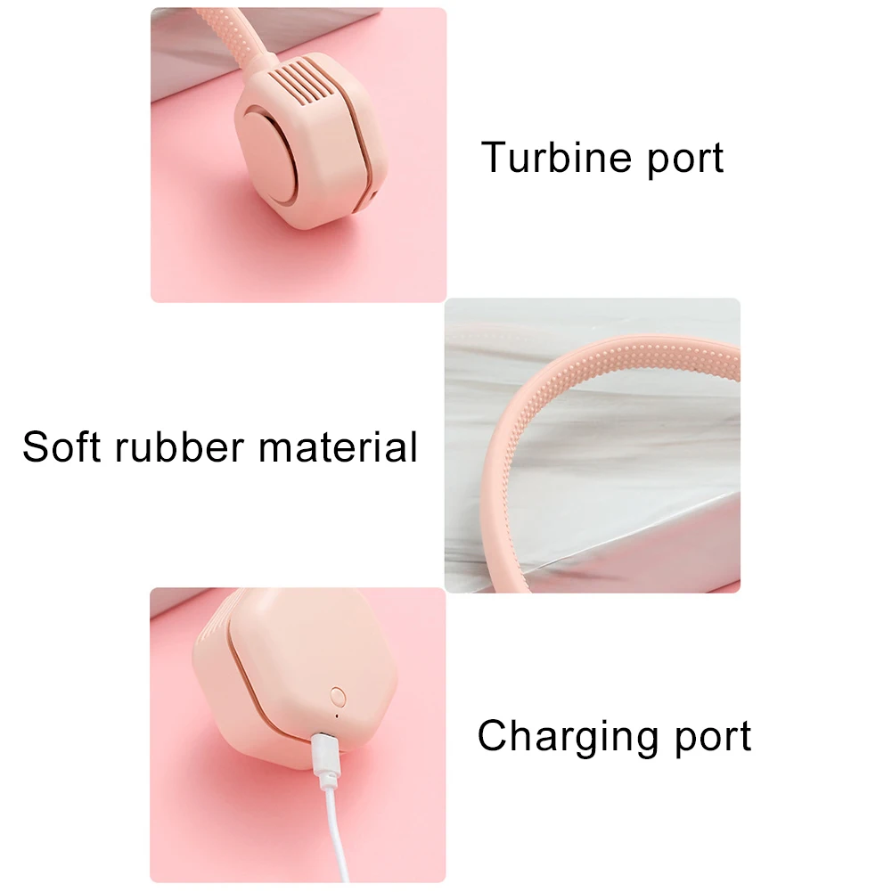 

Summer Air Cooling Neck Fan Bladeless Hanging Neck Fan Air Cooler Outdoor Sport Mini USB Rechargeable Neckband Fans Strong Wind