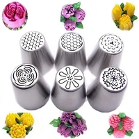 6pcs stainless steel cake nozzles russian pastry tip icing piping nozzle decorating tools fondant confectionery sugarcraft