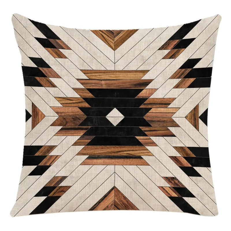 

One-side Print Square Pillow Covers Linen Cushion Cover 45x45cm Pillowcase Geometric Home Decoration Car Sofa Cushion Cover
