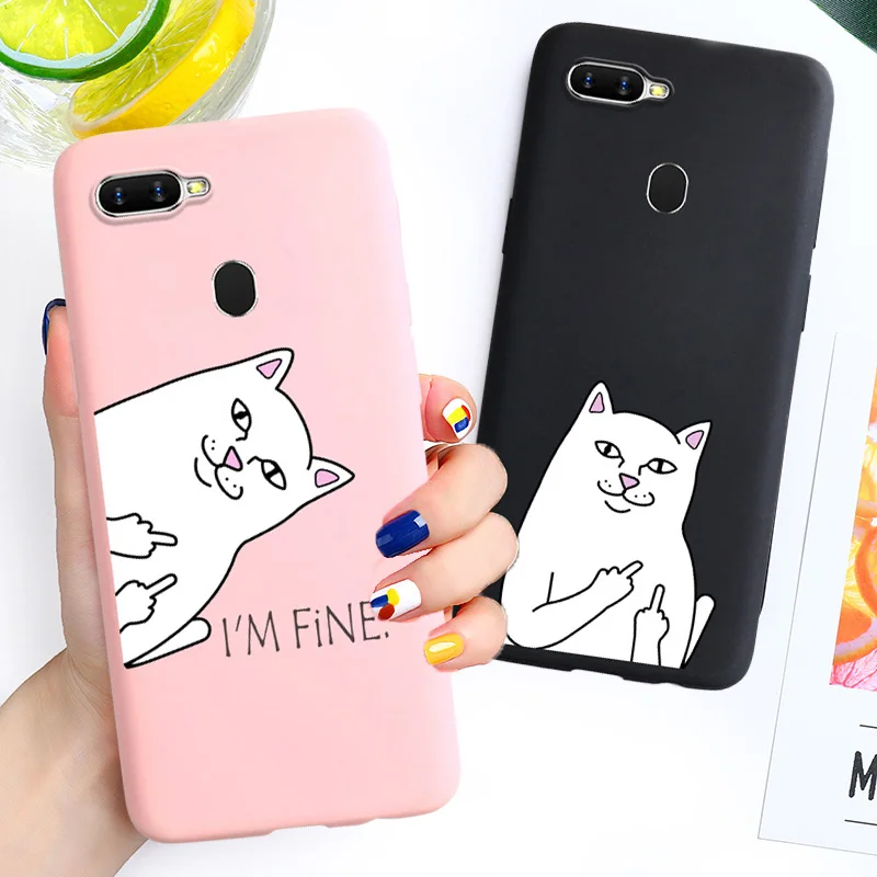 Мягкий чехол для пары забавных кошек OPPO Realme XT 5 3 2 Pro k1 A1K A5 A9 2020 Reno Z Ace F11 A7 A5S A3S F9 F7 F5 F3