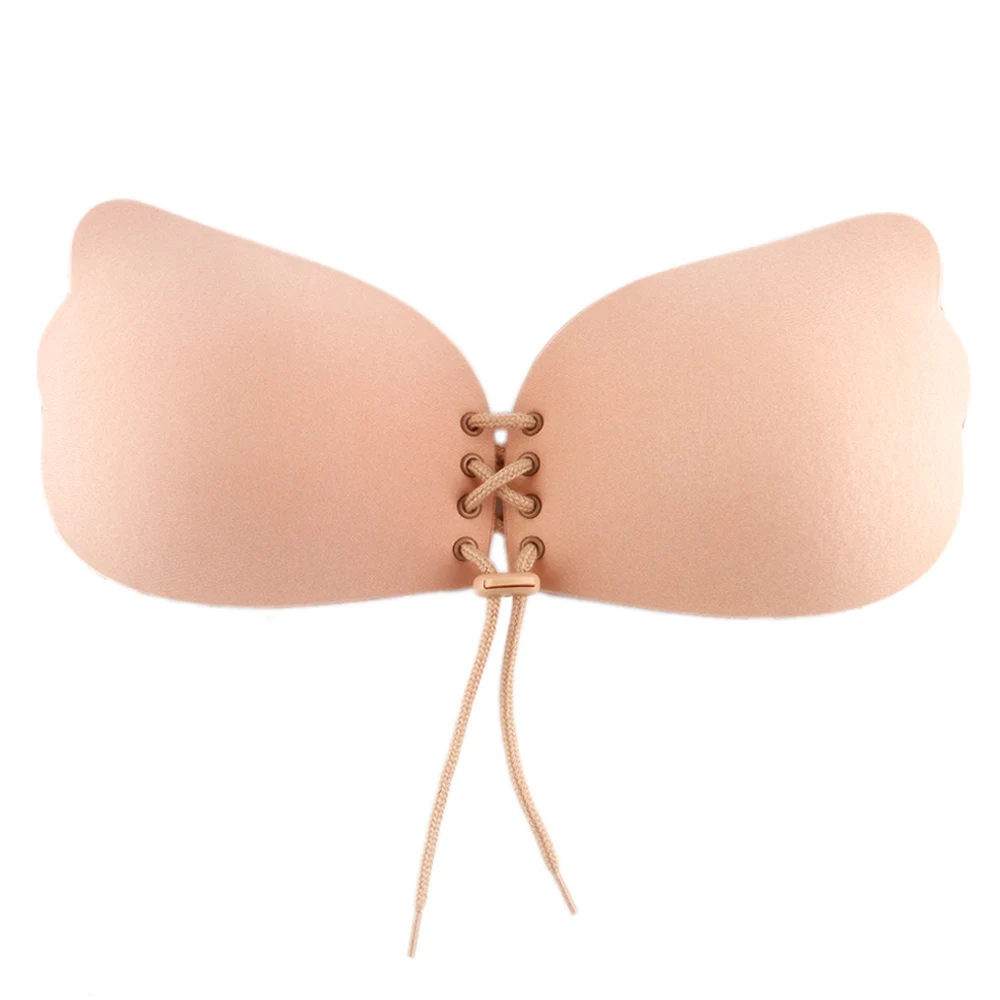 Женское самоклеящееся Бандажное белье без бретелек с открытой спиной однотонный