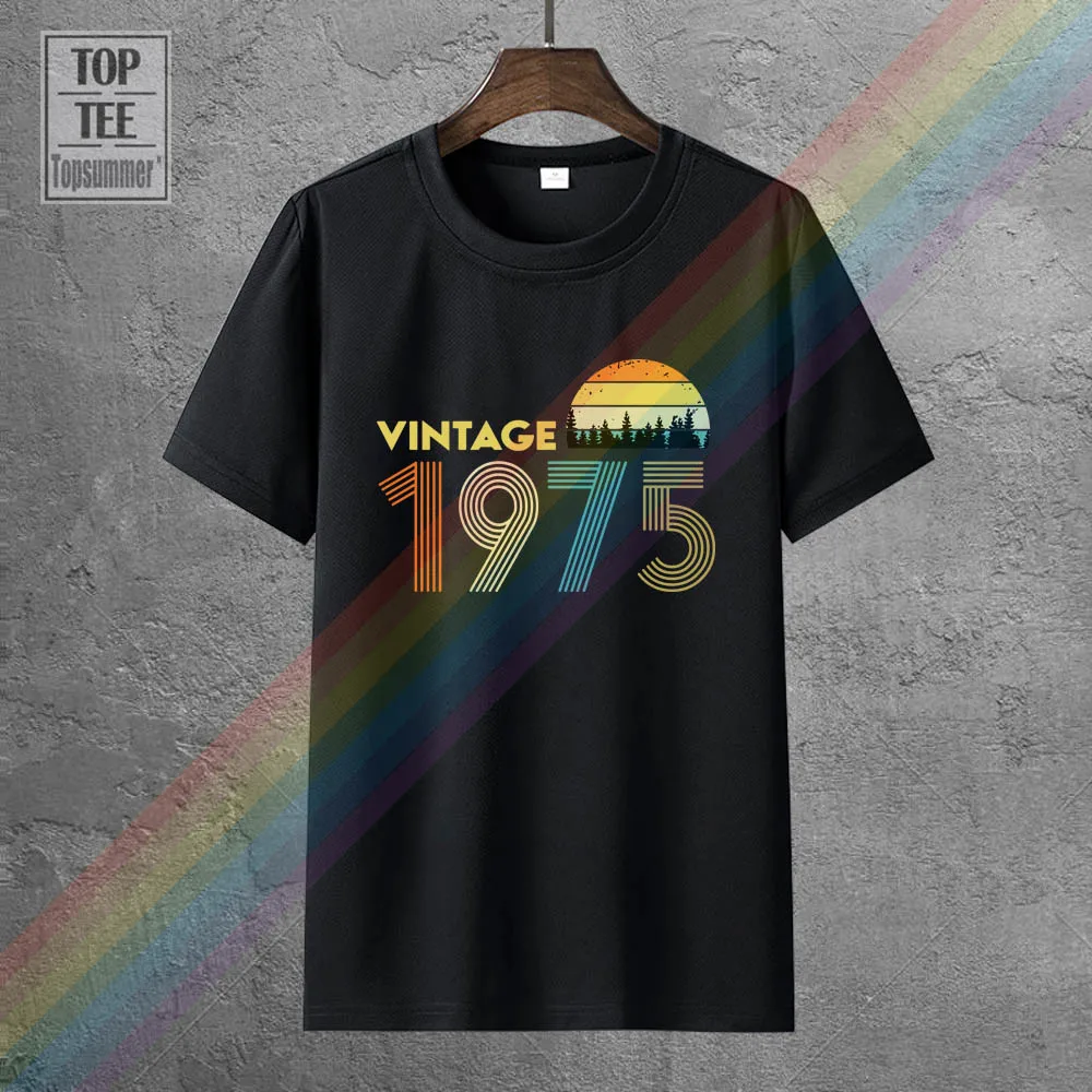 

Vintage 1975 Fun 46Th Birthday Gift Tee-Shirt Harajuku Logo T Shirt Funny Fashion Anime Sweatshirts T Shirts Retro Brand Tshirts