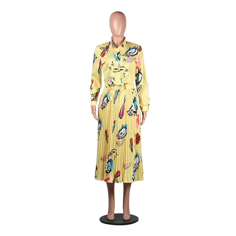 

2019 new summer and autumn elegent fashion style african women printing plus size dress S-XXL