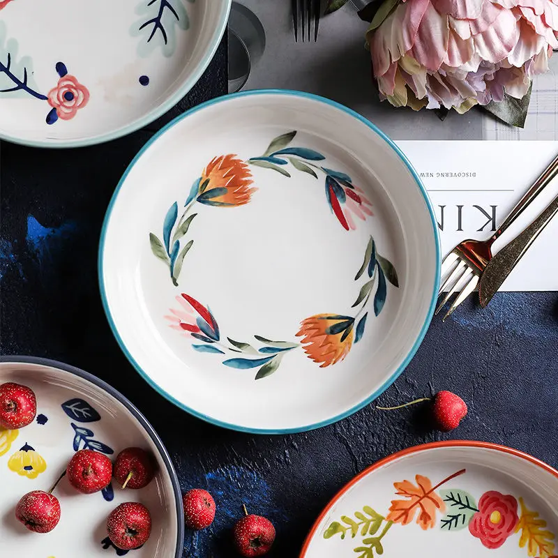 

Керамическая посуда Four Seasons под глазурью, бытовая тарелка для блюд, обеденная тарелка, миска для супа, большая миска для лапши, фруктовая Сал...