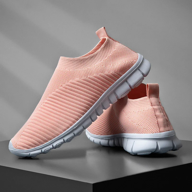 

Mesh Fly Woven Breathable Slip-on Women Single Shoes Sneakers 2021 Fall New Light Comfortable Walking Running Sports Shoes Women