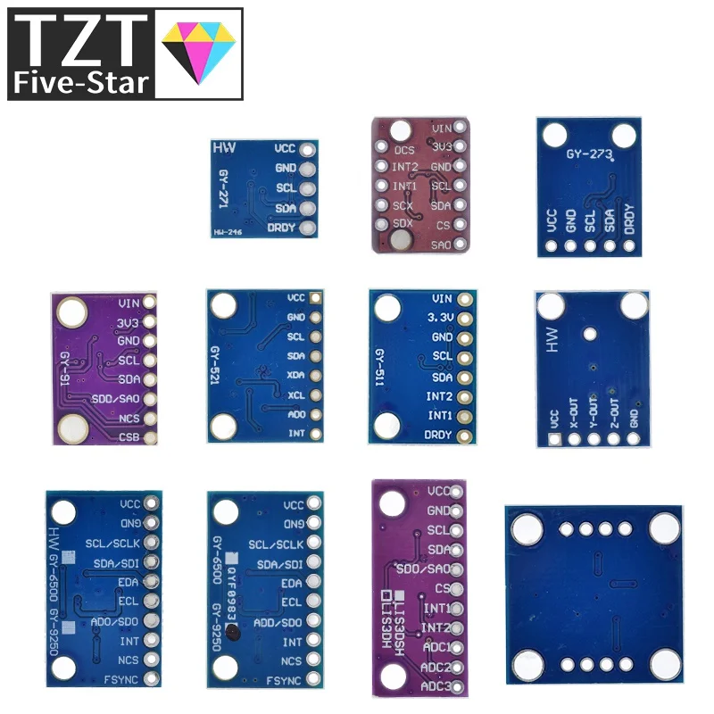 Флюоресцентная лампа головного света BMI160 LSM303DLHC L3G4200D HMC5883L ADXL335 LIS3DSH 3 6 9-осевое